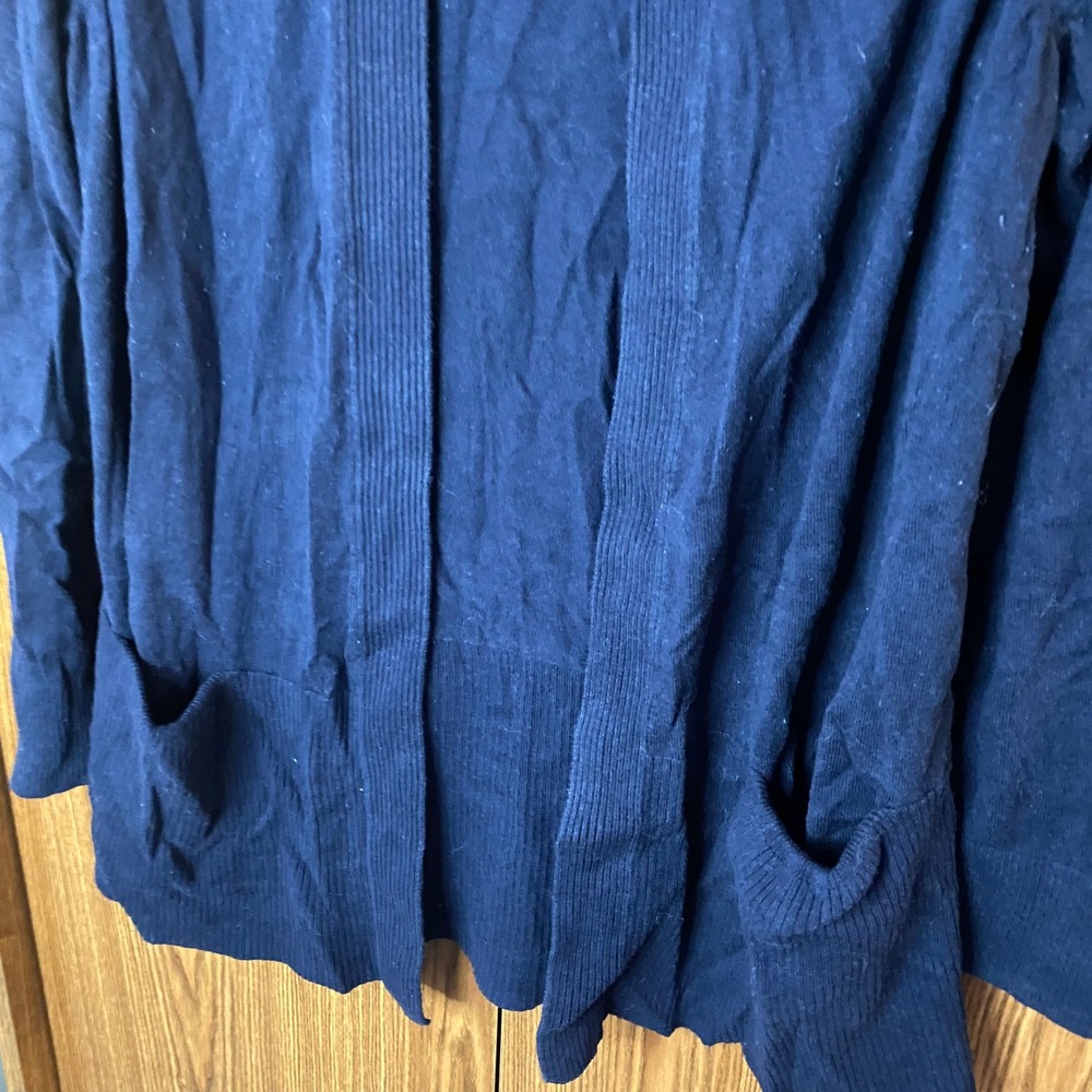 Croft & Barrow Cardigan Womens Large Navy Blue Open Front Ribbed Knit Pocket - Picture 5 of 5